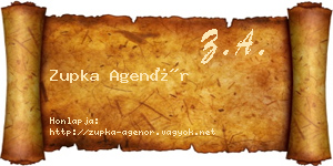 Zupka Agenór névjegykártya